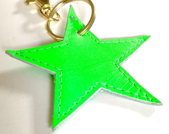 Stern M Leder Anhänger Neon Grün Taschenanhänger Geschenkanhänger