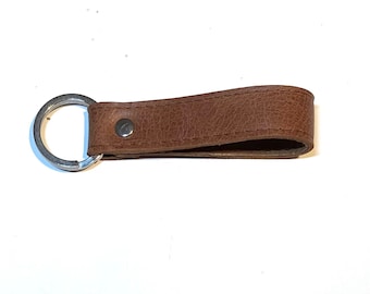 Kurzes Schlüsselband, Cognac braun nubuk, Echtleder 11 cm Schlaufe Geschenk Mann