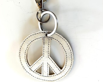 Peace Gold Leather Keyring Pendant Peace