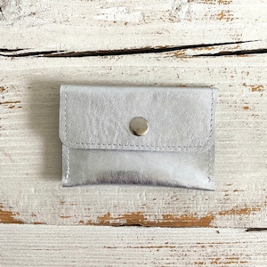 Kartenetui, Leder, Silber , Geldbeutel, Visitenkarten Kartenhülle 10x7 cm