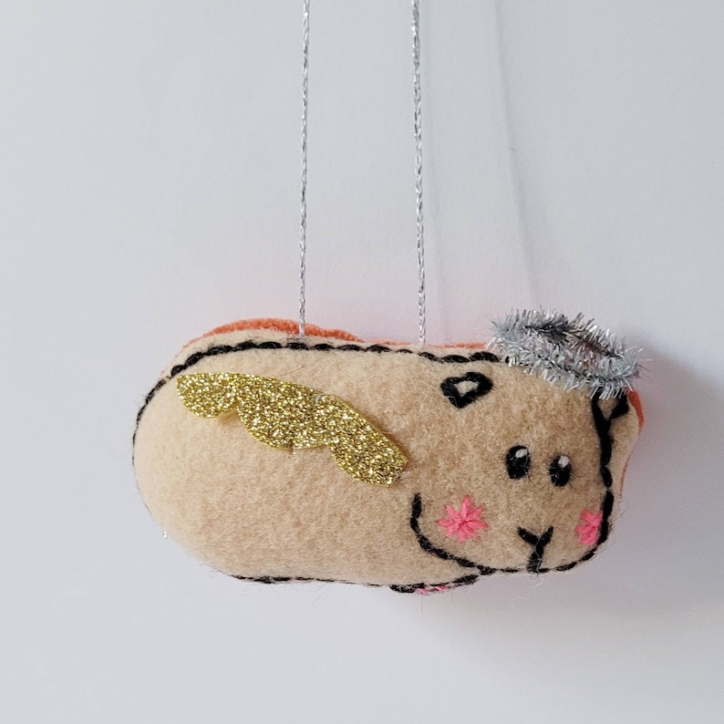 Angel Guinea Pig Christmas Decoration embroidered guinea pig image 1