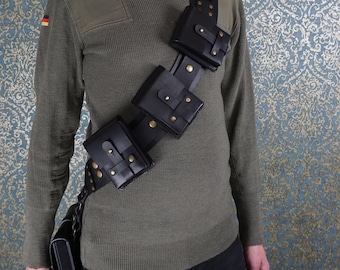 Steampunk Adventurer Leather Bandolier Chest Belt