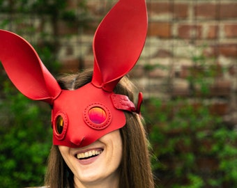 Masque de lapin, masque de lapin, masque de chat en cuir, masque sexy, masque de cosplay en cuir