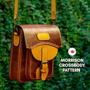 Modèle Morrison crossbody, sac messager en cuir, modèle PDF, vecteur pour découpe laser et vidéo pédagogique par Vasile et Pavel