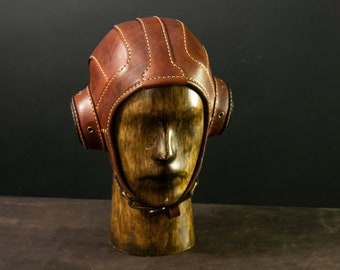 Aviator Cap Steampunk Leather Brown