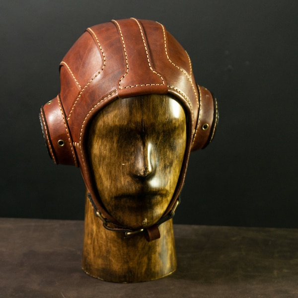 Casquette aviateur steampunk cuir marron