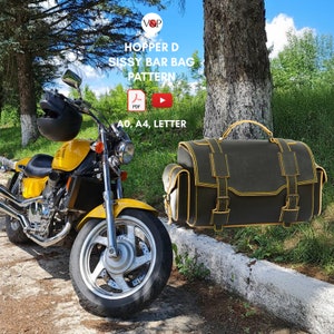 Patrón PDF para bolsa Hopper D Sissy Bar para motocicleta, alforja de cuero, video instructivo por Vasile y Pavel