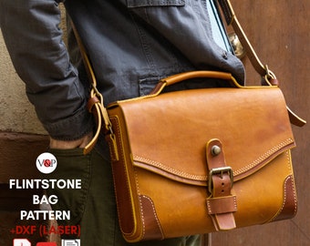 PDF Pattern, DXF File for Flintstone Bag, Leather Messenger Bag, PDF Pattern & Instructional Video by Vasile and Pavel