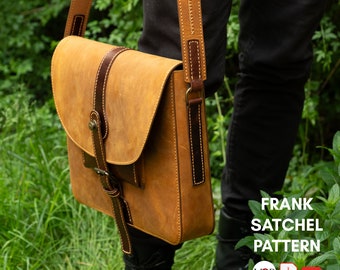 PDF Pattern for Frank Satchel Bag, DIY Gift, Leather Pattern, Laptop Bag, PDF Pattern and Video Instructions by Vasile and Pavel