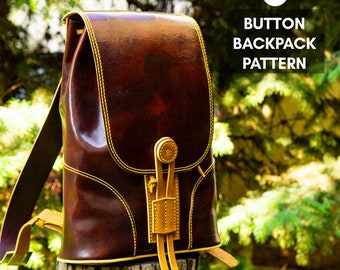 PDF Pattern for Button Backpack, Leather Rucksack, Instructional Video by Vasile and Pavel