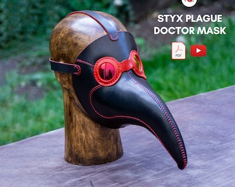 STYX Plague Doctor Mask, Downloadable PDF Pattern Video Tutorial, Halloween DIY