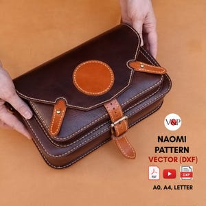 PDF Schnittmuster, DXF für Naomi Crossbody Bag, Leder Kleine Geldbörse, PDF Schnittmuster und Instruktionsvideo von Vasile und Pavel