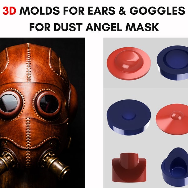 3D Printed Molds for Goggles and Ear Pieces (for Dust Angel Leather Mask)