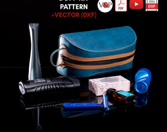 PDF Pattern, DXF File For Laser Cut for Dopp Kit, DIY Gift, Leather Pattern, Video Instructions by Vasile and Pavel