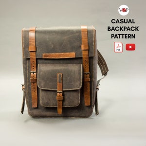 PDF Pattern  for Casual Leather Backpack, Video Tutorial by Vasile and Pavel