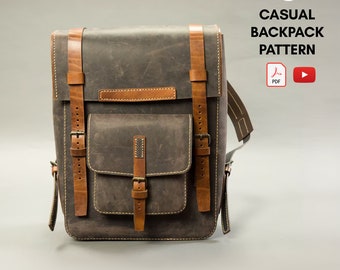 PDF Pattern  for Casual Leather Backpack, Video Tutorial by Vasile and Pavel