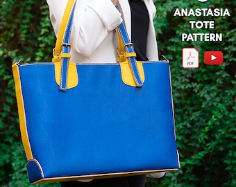 PDF Pattern for Anastasia Tote Bag, DIY Gift, Leather Pattern, Video Instructions by Vasile and Pavel