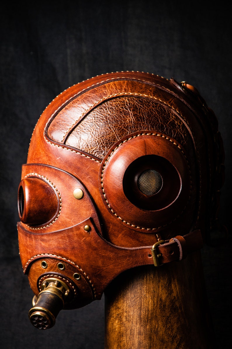 Dust Angel Skull Helmet Steampunk Industrial, Leather Helmet and Mask, Cosplay Mask, Cyberpunk Mask image 7