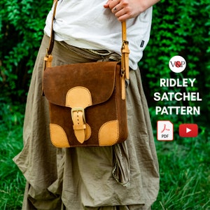 PDF Pattern for Ridley Satchel Bag, DIY Gift, Leather Pattern, Crossbody Bag, PDF Pattern and Video Instructions by Vasile and Pavel