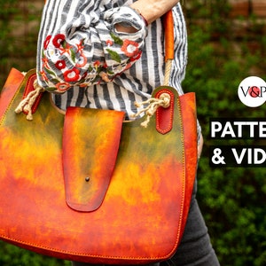 Leather Tote Pattern, Leather DIY, Summertime Tote, Dyed Leather Bag, Shopping Bag, PDF Pattern & Instructional Video