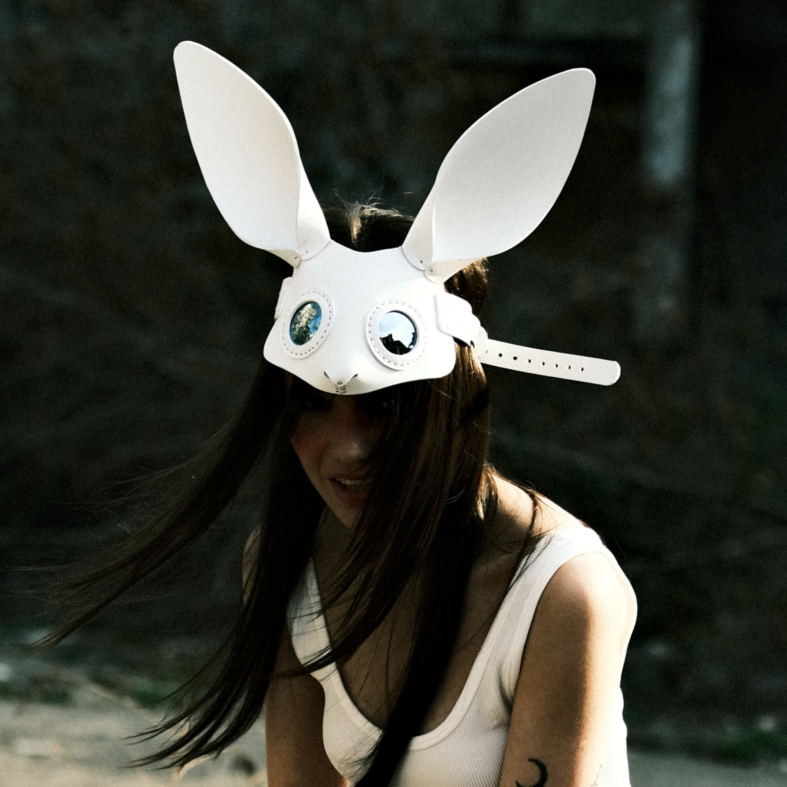 White Color Rabbit Mask White Bunny Mask Valentine, Leather Rabbit Mask - Etsy