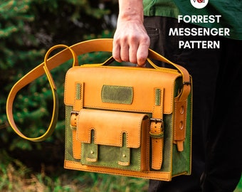 PDF Pattern for Forrest Messenger Bag, DIY Gift, Leather Pattern, Video Instructions by Vasile and Pavel