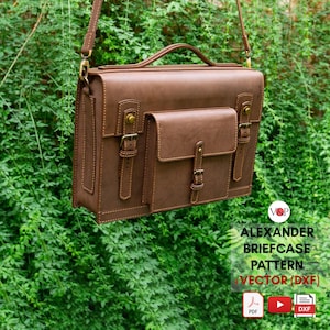 PDF Pattern + DXF + Video for Alexander Briefcase Pattern, Leather Messenger Laptop Bag by Vasile and Pavel