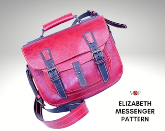 Patrón Elizabeth Messenger, bolso bandolera de cuero, patrón PDF y vídeo instructivo de Vasile y Pavel