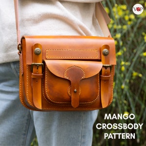 PDF Pattern Mango Bag,  Leather Crossbody, Small Purse, PDF Pattern and Instructional Video by Vasile and Pavel