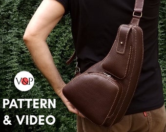 Sling Bag Leather Pattern, Backpack, Small Backpack, PDF Pattern and Instructional Video by Vasile and Pavel