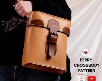 PDF Pattern for Perry Crossbody Bag, DIY Gift, Leather Pattern, Video Instructions by Vasile and Pavel