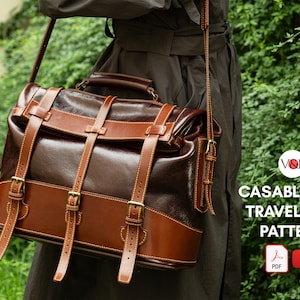 PDF Schnittmuster für Casablanca Reisetasche, Leder Umhängetasche, DIY Geschenk, PDF Schnittmuster & Anleitungsvideo von Vasile und Pavel