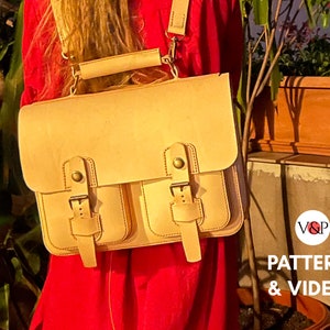 Bolso escolar Einstein, patrón de mochila, bolso de cuero para computadora portátil, patrón PDF de bricolaje / cuero y video tutorial por Vasile y Pavel