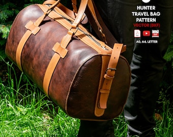 PDF Pattern and DXF for Hunter Travel Bag Pattern, Leather Gym Bag, Weekender, Instructional Video by Vasile and Pavel