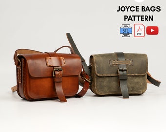 PDF Pattern for Joyce Bags, DIY Gift, Leather Pattern, Video Instructions by Vasile and Pavel