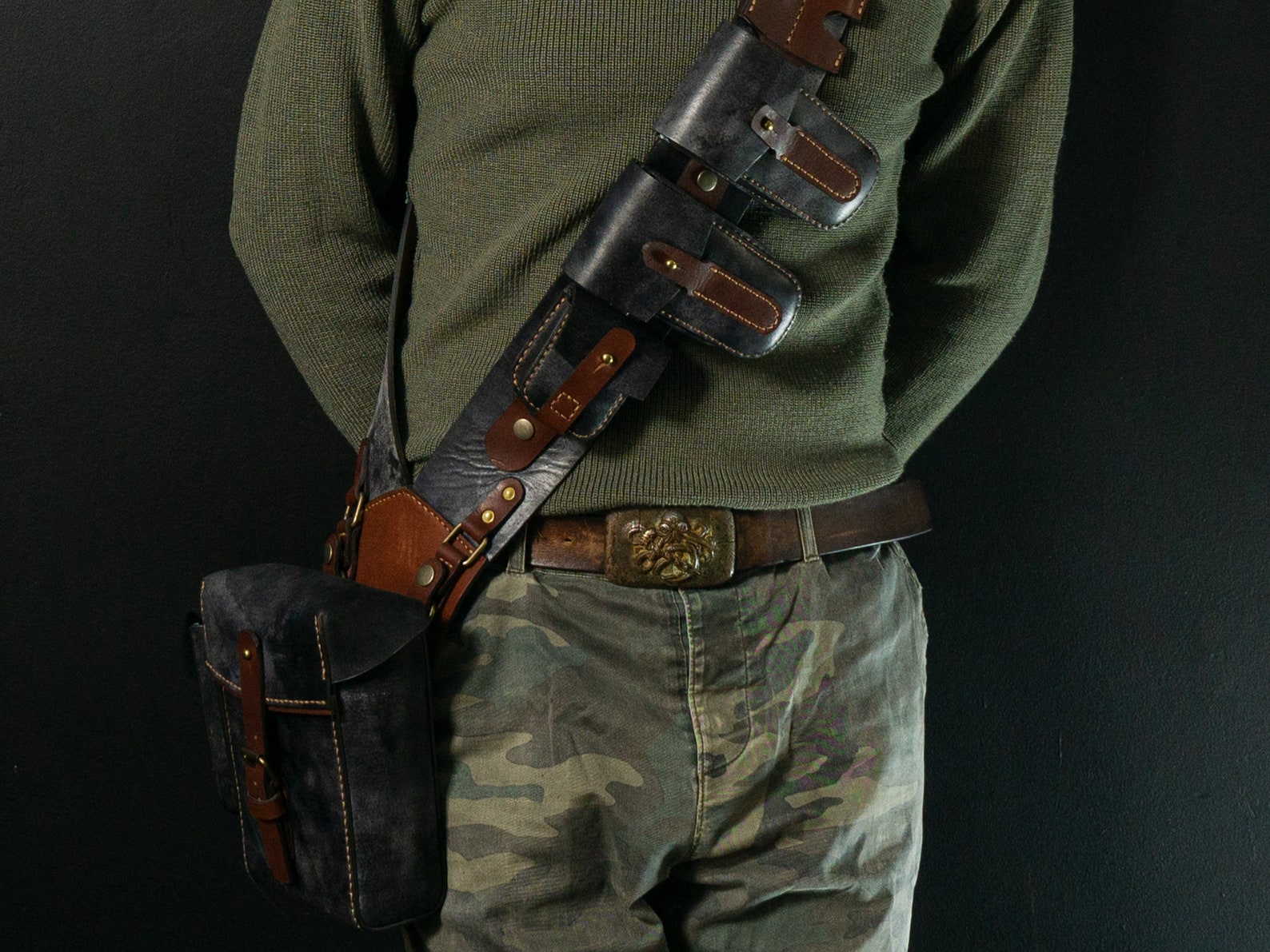 Steampunk Bandolier Chest Belt Pattern, DIY Leather, Leather Harness ...