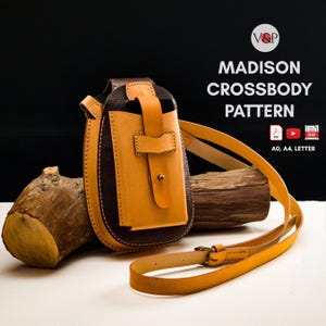PDF + Video + DXF für Madison Handytasche, Leder Crossbody, Kleine Geldbörse, PDF Schnittmuster und Instruktionsvideo von Vasile und Pavel