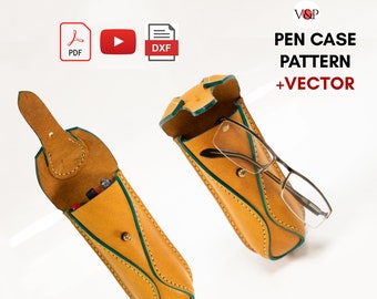 Patrón PDF+Vector para estuche de gafas, estuche de cuero para bolígrafos, patrón PDF y vídeo instructivo de Vasile y Pavel