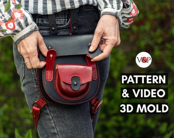 Hip Bag Pattern, Leather DIY, PDF Download, Video Tutorial, Bag Pattern, 3D Printed Molds, STL + Pdf