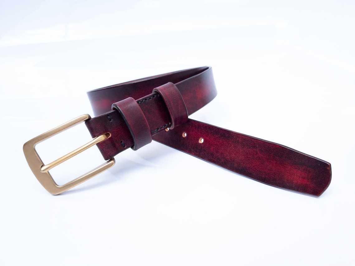 Matching Belt - Oxblood Hand-Burnished Calfskin