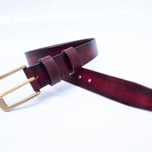 oxblood leather belt