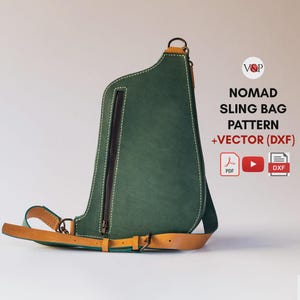 Wzór PDF + DXF + film na torbę na ramię Nomad, prezent DIY, wzór na skórę, instrukcje wideo autorstwa Vasile i Pavela