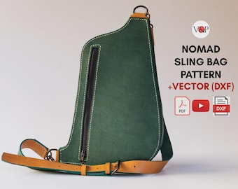 PDF Pattern+DXF+Video  for Nomad Sling Bag, DIY Gift, Leather Pattern, Video Instructions by Vasile and Pavel