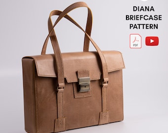 PDF Pattern for Diana Laptop Briefcase Bag, DIY Gift, Leather Pattern, Video Instructions by Vasile and Pavel