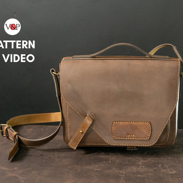 Messenger Bag Pattern, Assymetrical, Leather DIY, Photo Instructions, Crossbody Bag