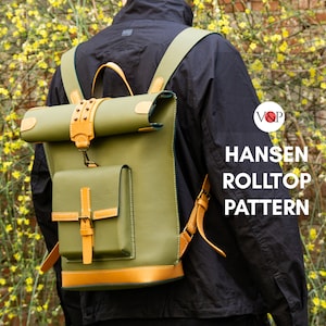 PDF Pattern Hansen Roll Top Backpack, Leather Rucksack, PDF Pattern and Video Tutorial by Vasile and Pavel