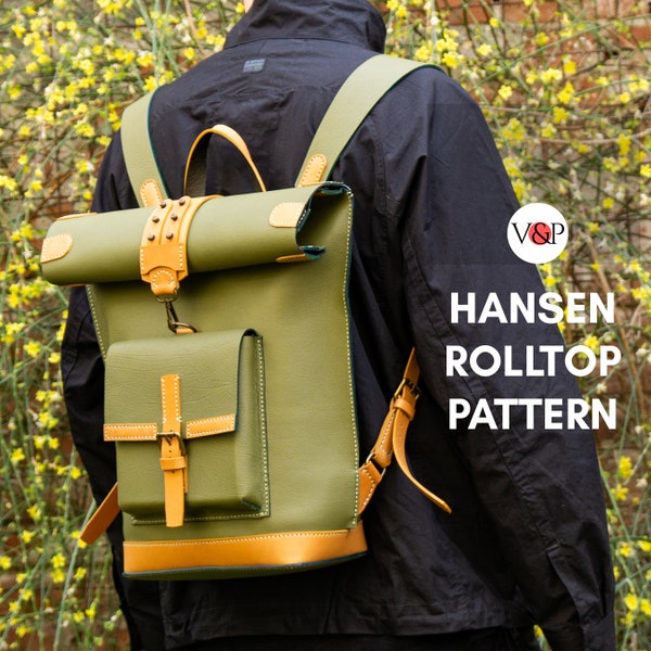 PDF Pattern Hansen Roll Top Backpack, Leather Rucksack, PDF Pattern and Video Tutorial by Vasile and Pavel