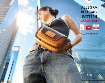 Allegra Belt Bag Leather Pattern (PDF, DXF), Video Tutorial