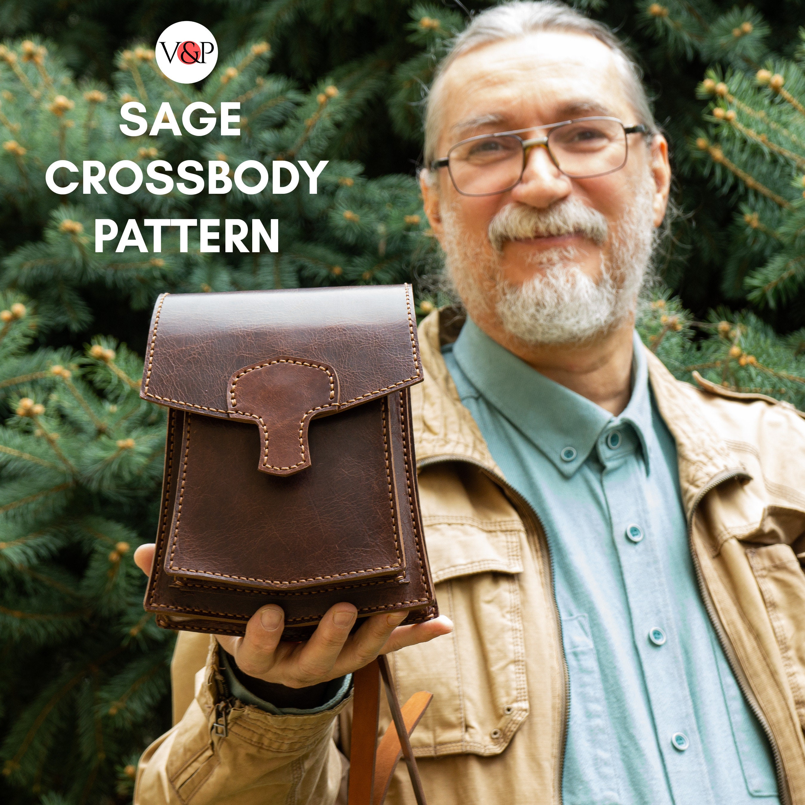 PDF Pattern Sage Crossbody Bag,  Leather Bag, PDF Pattern and Instructional Video by Vasile and Pavel