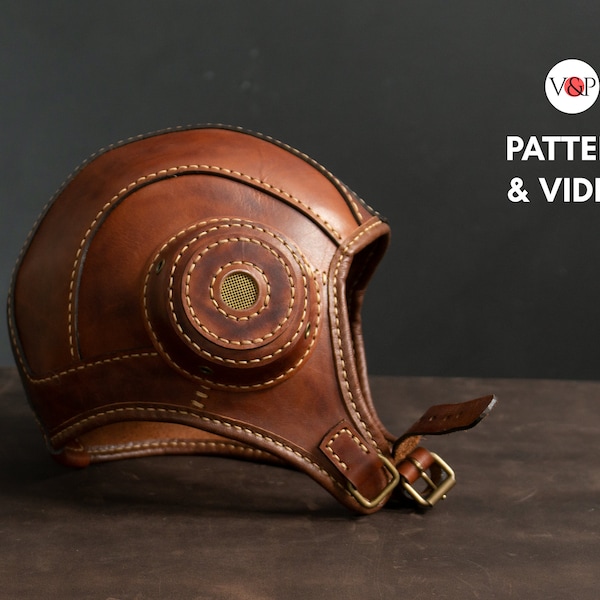 Modèle de casquette d'aviateur Steampunk, casque d'aviateur en cuir, vidéo et modèle PDF par Vasile et Pavel